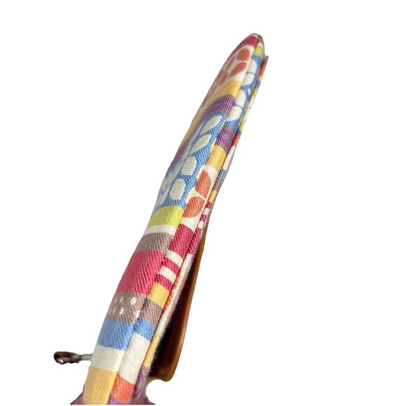 Fossil Canvas Fabric & Leather Crossbody Bag Purse Multicolor Geometric Stripe - Picture 11 of 13